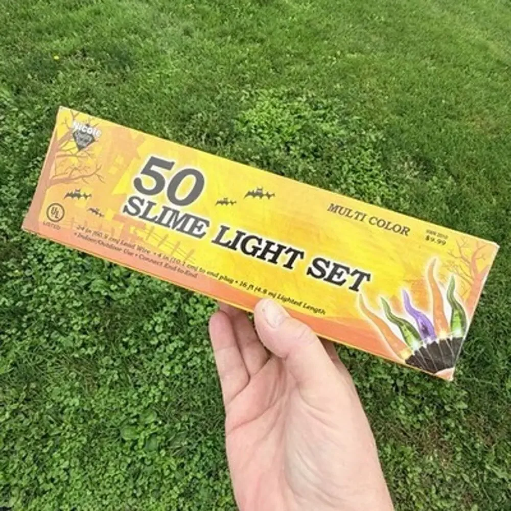 50 Slime String Lights Purple Orange Green Halloween Indoor Outdoor 16' NEW